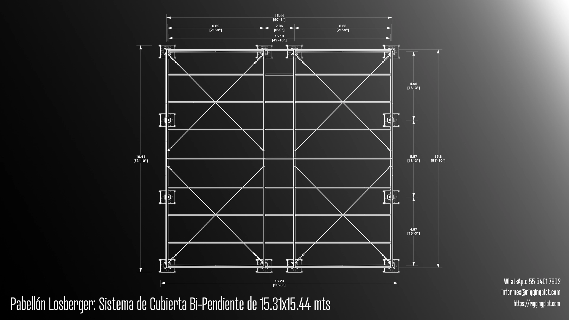 ficha técnica carpa losberger 15x15mts riggingplot MÉRIDA