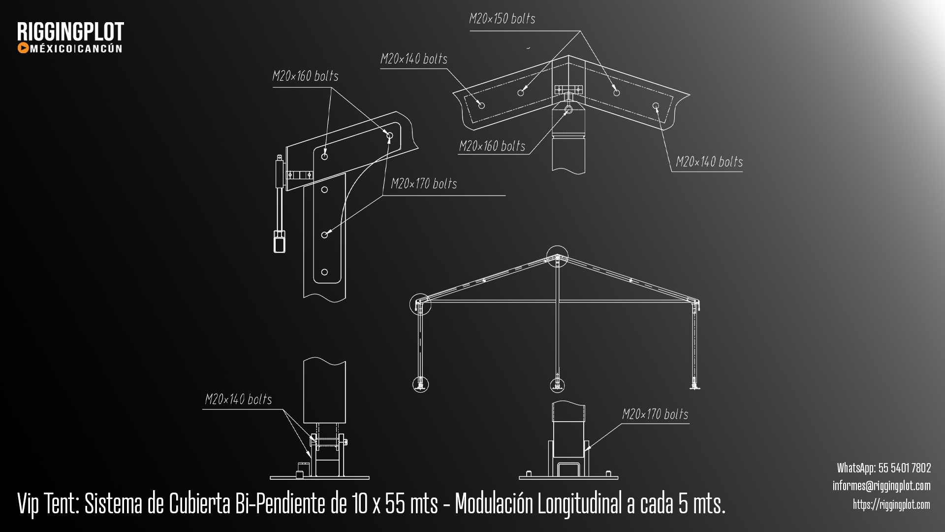 ficha tecnica carpa losberger 10.00 X 55.00 MTS Riggingplot MÉRIDA