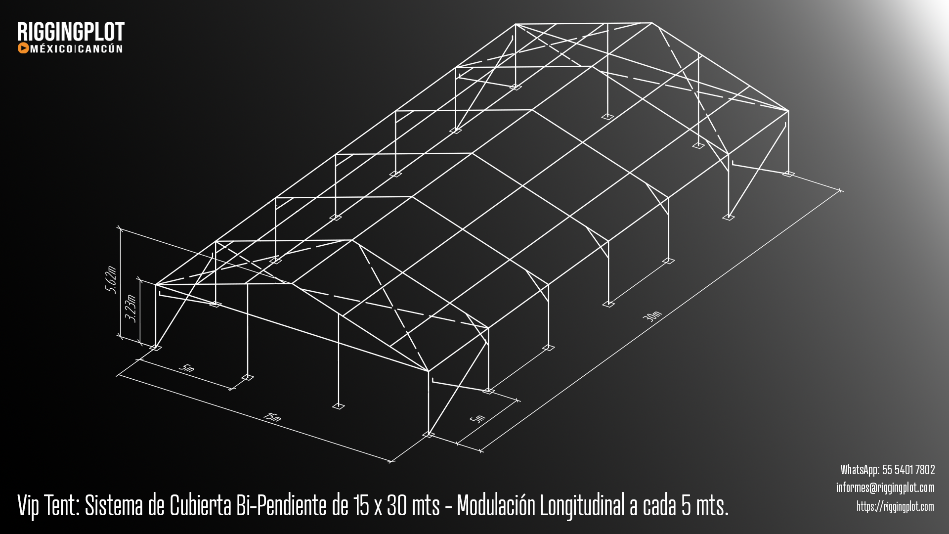ficha tecnica carpa losberger 15.00 x 30.00 MTS Riggingplot MÉRIDA