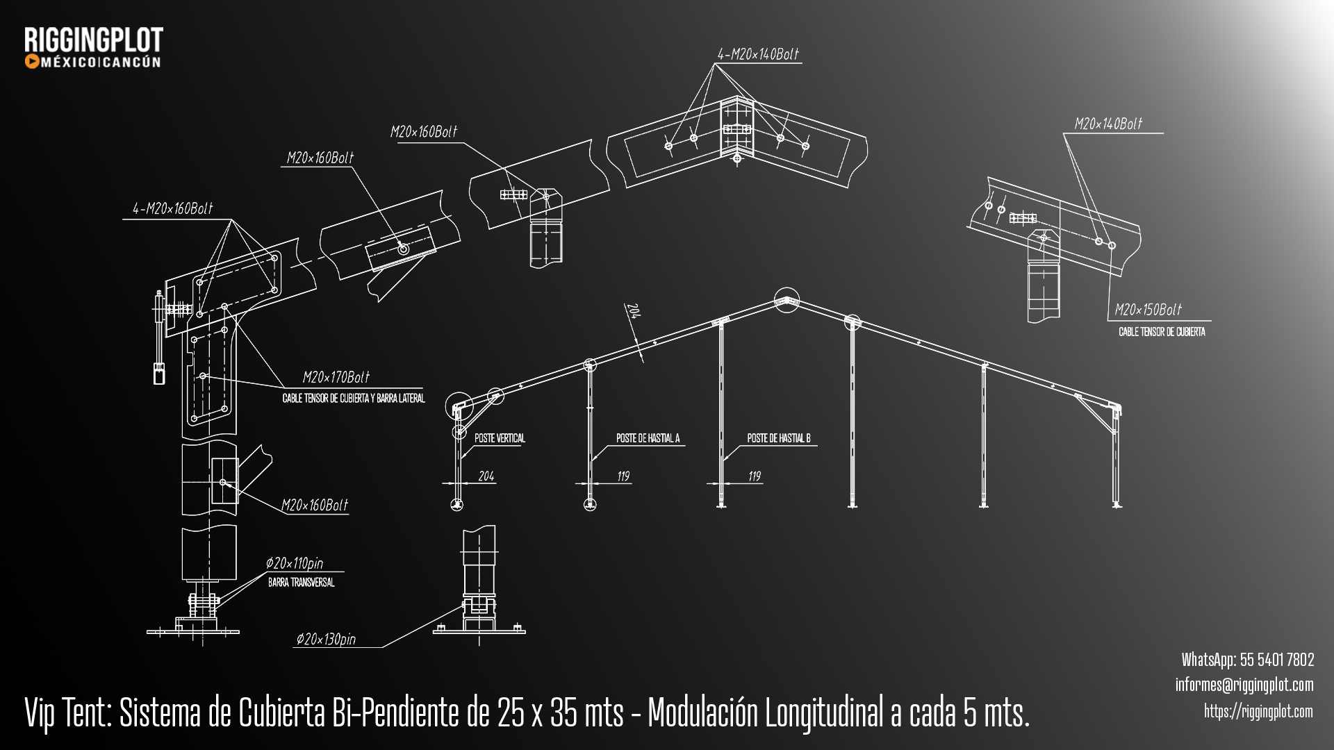 ficha tecnica carpa losberger 25.00 X 35.00 MTS Riggingplot MÉRIDA