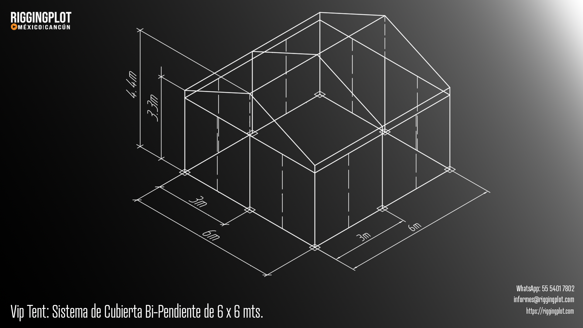 ficha tecnica carpa losberger 3.00 x 3.00 MTS Riggingplot MÉRIDA