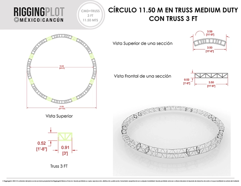 FICHA TÉCNICA TRUSS CIRCULAR MEDIUM DUTY DE 11.50MTS DÍAMETRO MÉRIDA