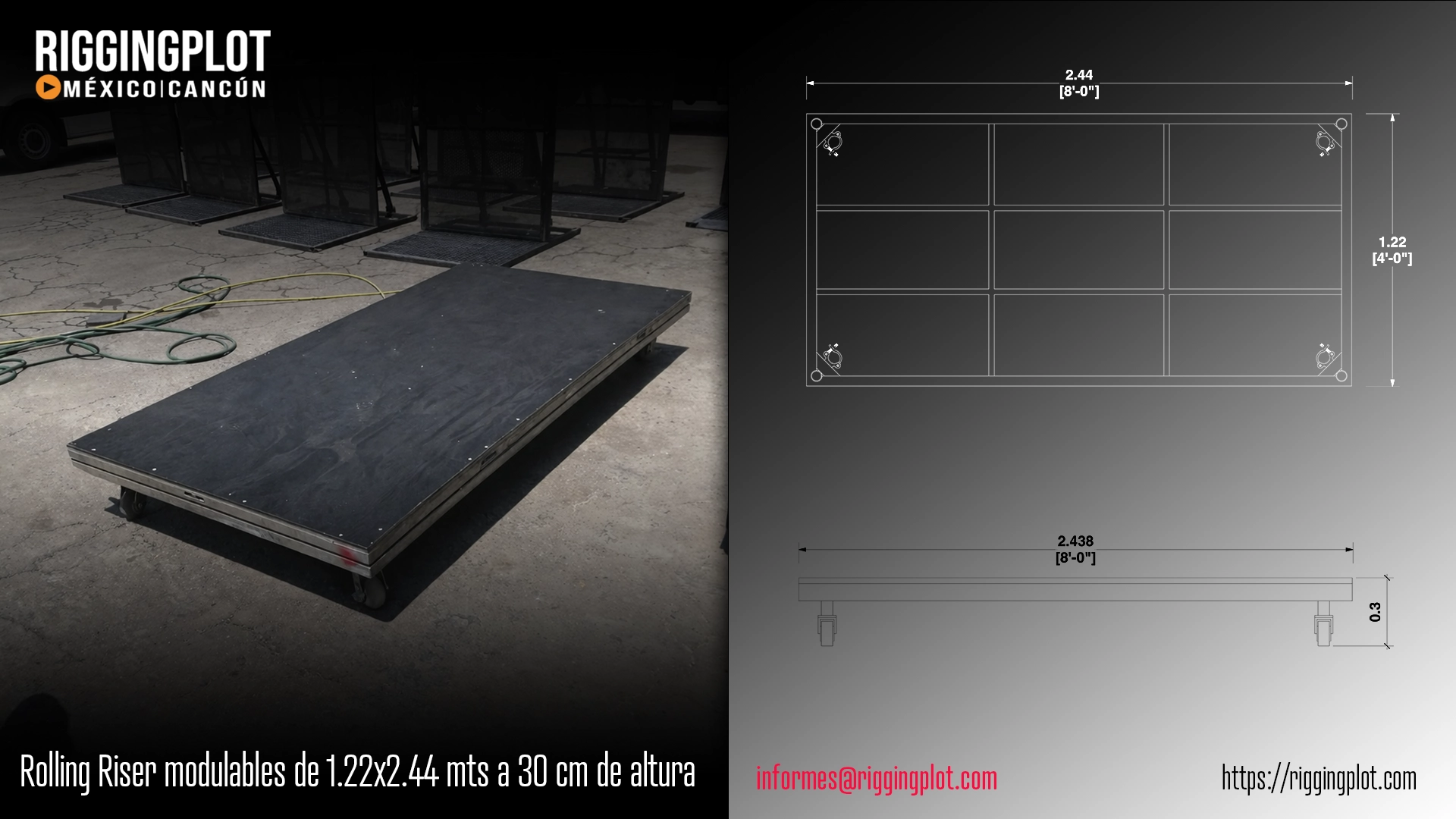 RENTA DE ROLLING RISERS 30CM EN MÉRIDA PARA ESCENARIOS, BACKLINE