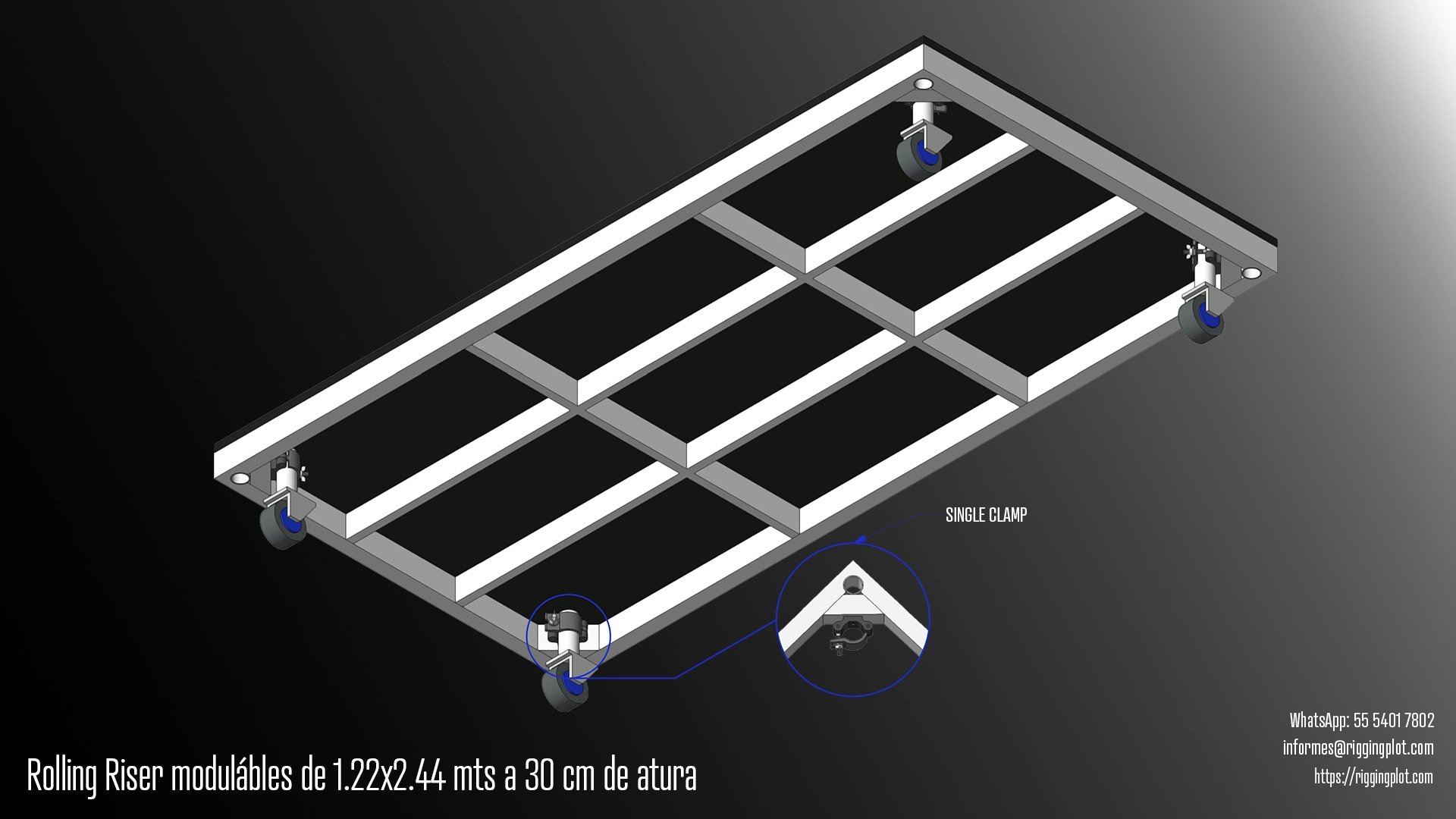RENTA DE ROLLING RISERS 30CM EN MÉRIDA PARA ESCENARIOS, BACKLINE