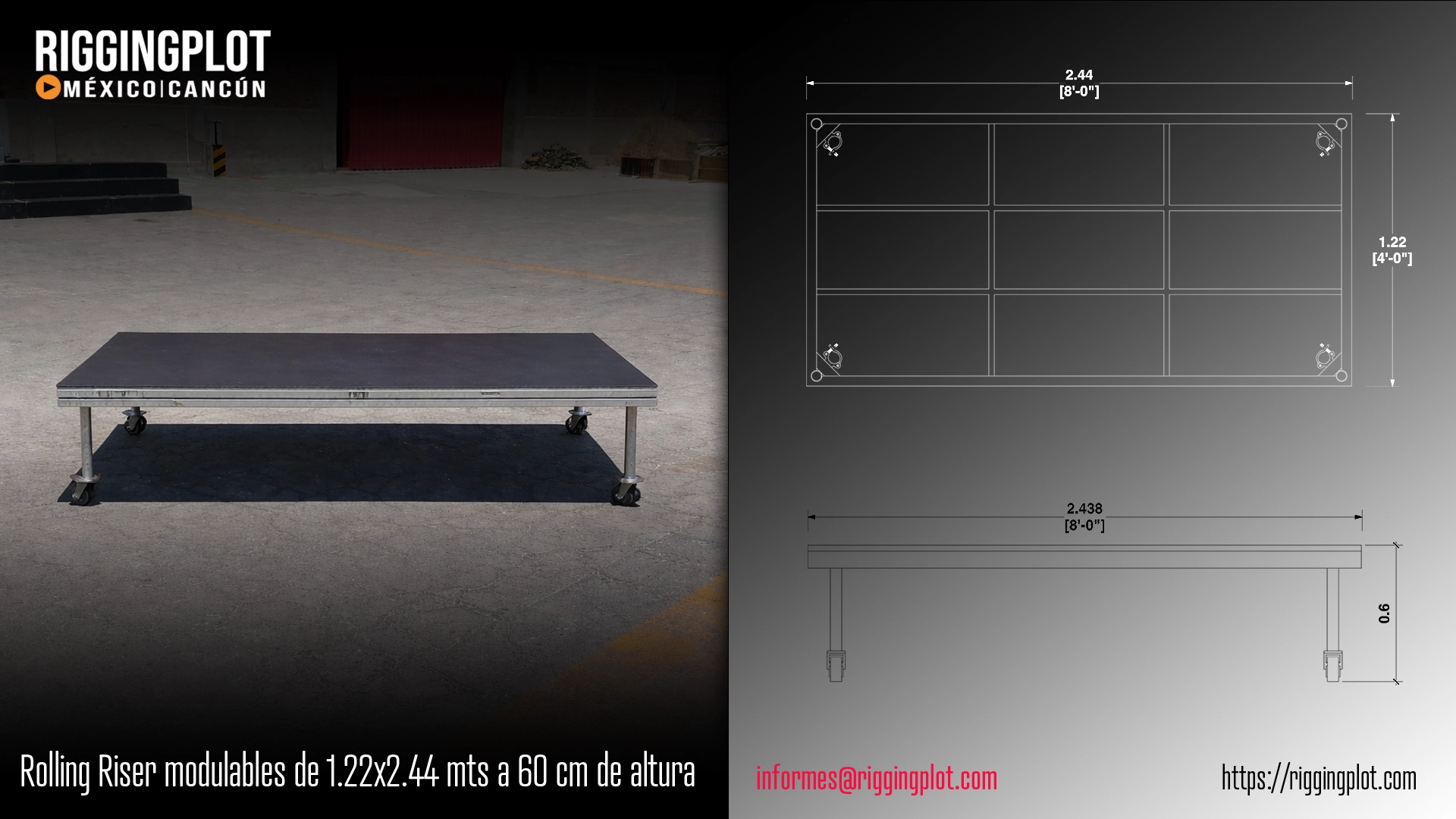 RENTA DE ROLLING RISERS 60CM EN MÉRIDA PARA ESCENARIOS, BACKLINE