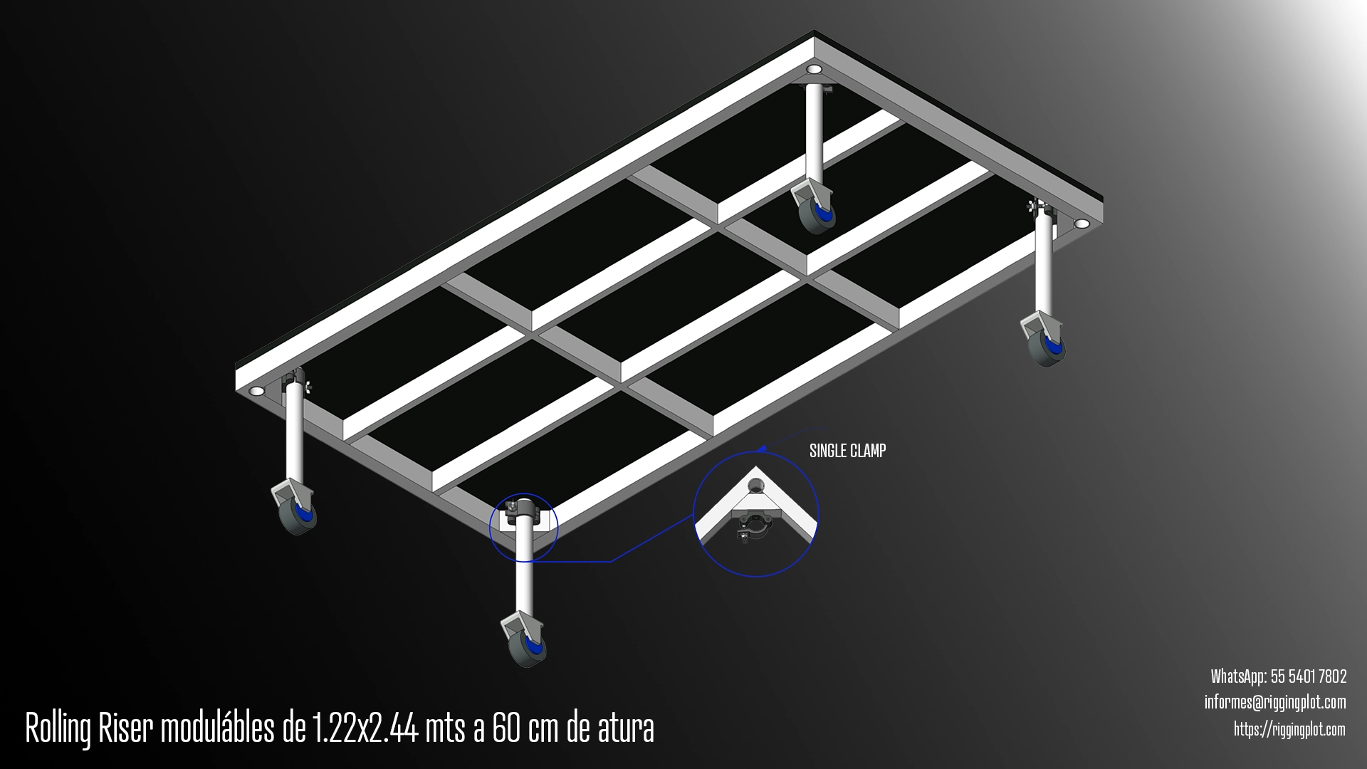 RENTA DE ROLLING RISERS 60CM EN MÉRIDA PARA ESCENARIOS, BACKLINE