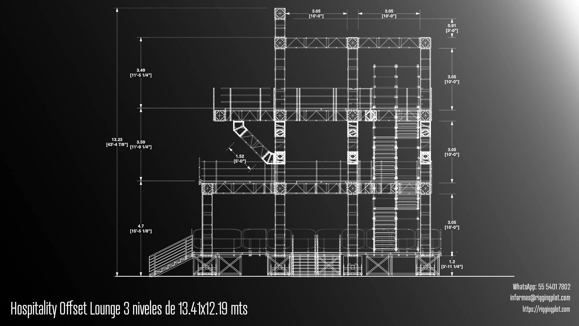 HOSPITALITY MD DE DOS NIVELES CON HUELLA DE DESPLANTE DE 13.41X12.19 MTS, ALTURA TOTAL DE 13.23 MTS